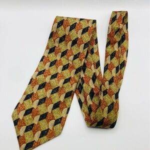 Ermenegildo Zegna orange, gold and black vintage silk tie.